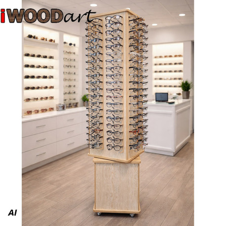 Περιστρεφόμενο στάντ γυαλιών 115 θέσεων 180 Χ 50 καφέ