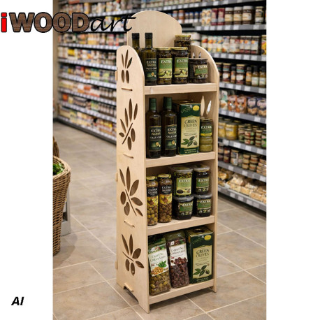 Product Olive Display Stand with Shelves