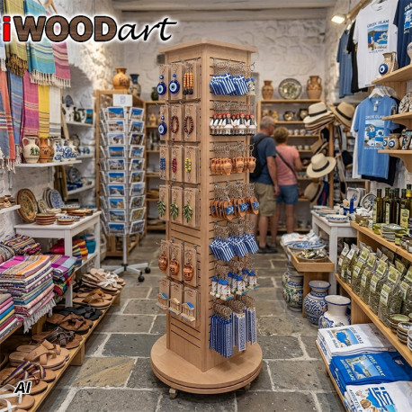 Επιδαπέδιο Stand Προβολής – Περιστρεφόμενο για Γάντζους Oak